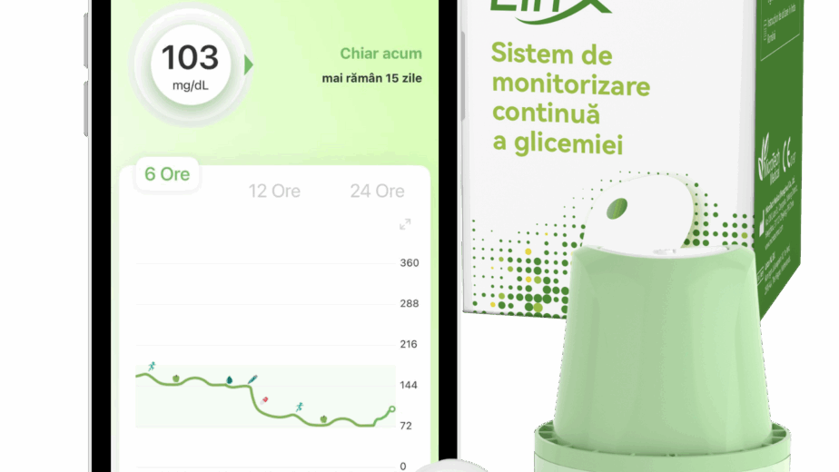 Senzor glicemie Linx CGM – cutie și aplicator, monitorizare continuă 15 zile